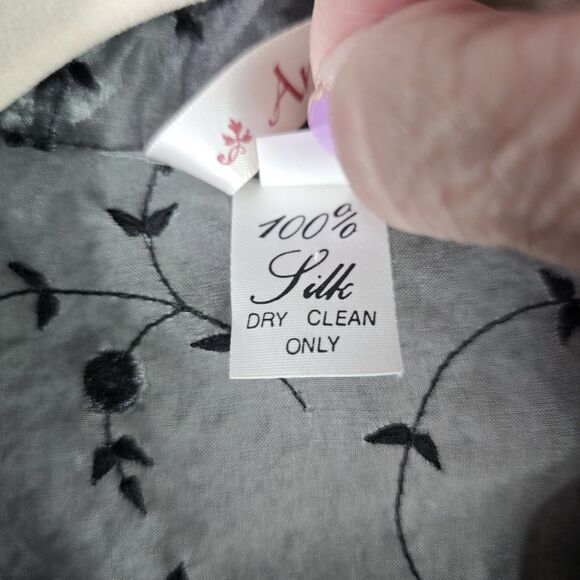 Angel Pie Sheer Silk Embroidered Floral Cropped Jacket M L Fairycore Vintage Y2K - Picture 6 of 12